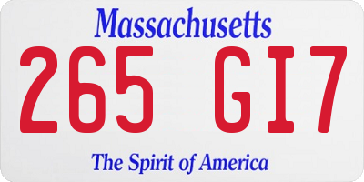 MA license plate 265GI7
