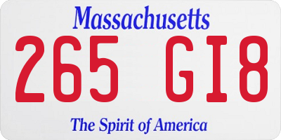 MA license plate 265GI8