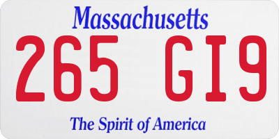 MA license plate 265GI9