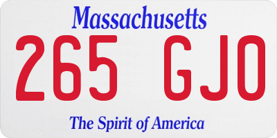 MA license plate 265GJ0