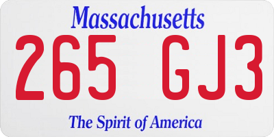 MA license plate 265GJ3