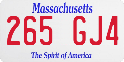 MA license plate 265GJ4