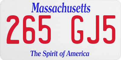 MA license plate 265GJ5