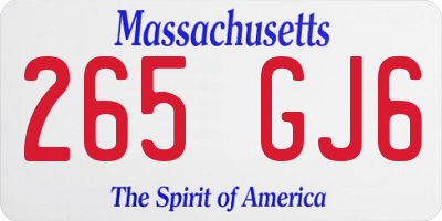 MA license plate 265GJ6