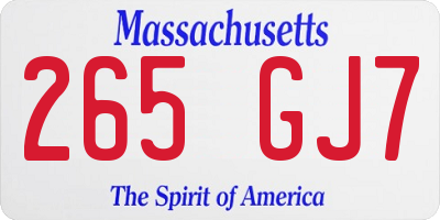MA license plate 265GJ7