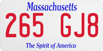MA license plate 265GJ8