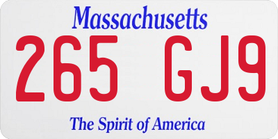 MA license plate 265GJ9