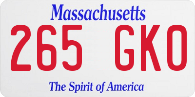 MA license plate 265GK0