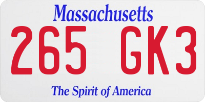 MA license plate 265GK3