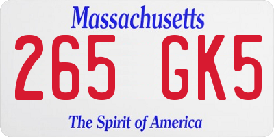 MA license plate 265GK5