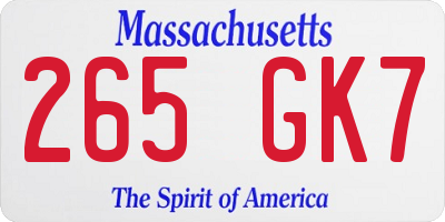 MA license plate 265GK7