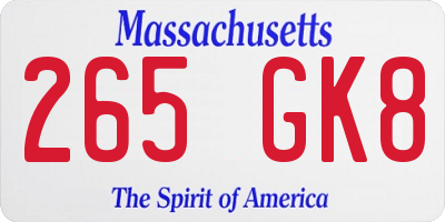 MA license plate 265GK8