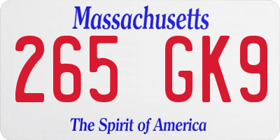 MA license plate 265GK9