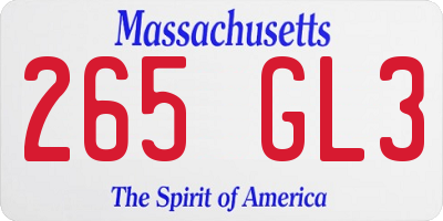 MA license plate 265GL3