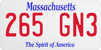MA license plate 265GN3