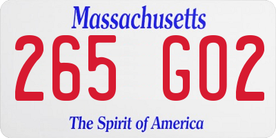MA license plate 265GO2