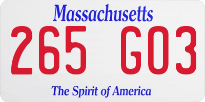 MA license plate 265GO3