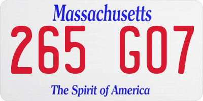 MA license plate 265GO7