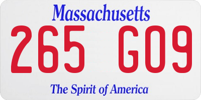 MA license plate 265GO9