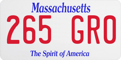 MA license plate 265GR0