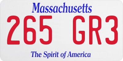 MA license plate 265GR3