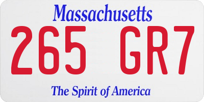 MA license plate 265GR7