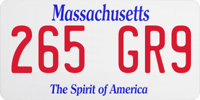 MA license plate 265GR9