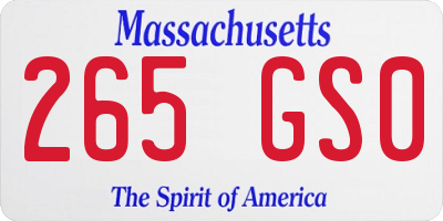 MA license plate 265GS0