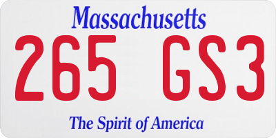 MA license plate 265GS3