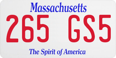 MA license plate 265GS5