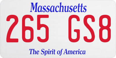 MA license plate 265GS8