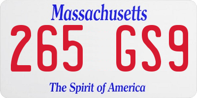 MA license plate 265GS9