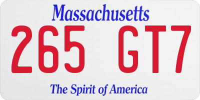 MA license plate 265GT7