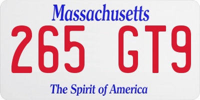 MA license plate 265GT9