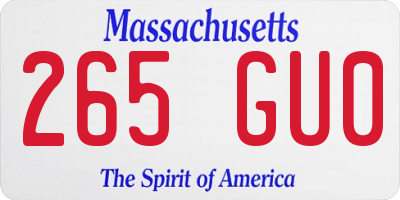 MA license plate 265GU0