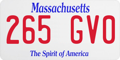 MA license plate 265GV0