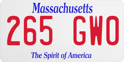 MA license plate 265GW0