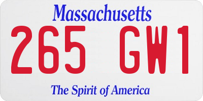 MA license plate 265GW1