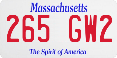 MA license plate 265GW2
