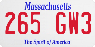 MA license plate 265GW3