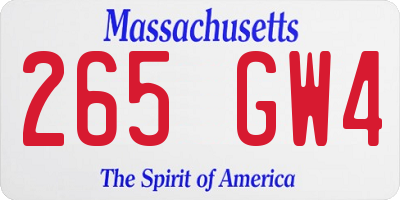 MA license plate 265GW4