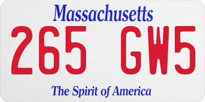 MA license plate 265GW5