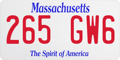 MA license plate 265GW6