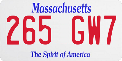 MA license plate 265GW7