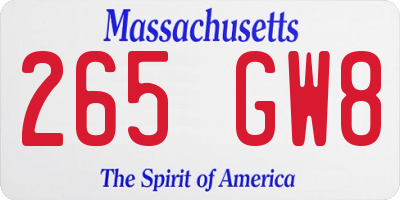 MA license plate 265GW8