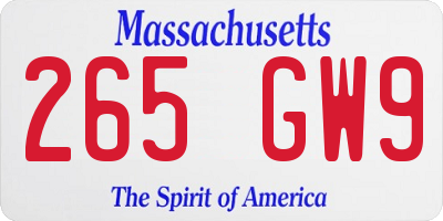 MA license plate 265GW9