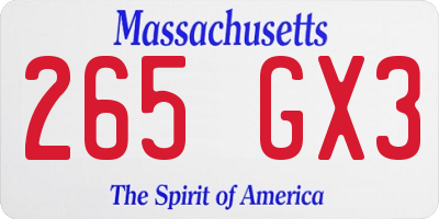 MA license plate 265GX3