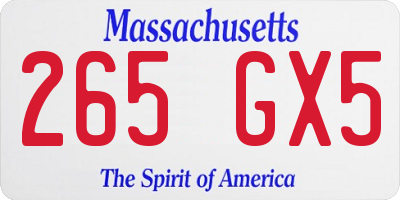 MA license plate 265GX5