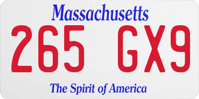 MA license plate 265GX9