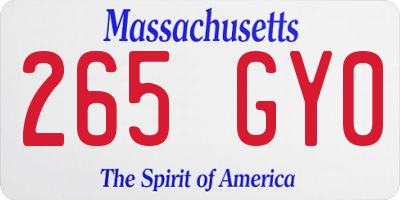 MA license plate 265GY0
